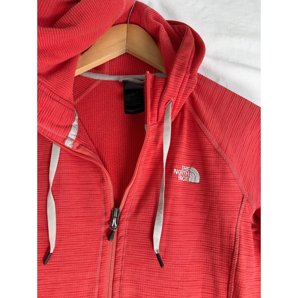 North Face Hoodie Womens Small Red Full Zip Fleece Jacket Outdoors Activewear - Picture 2 of 7